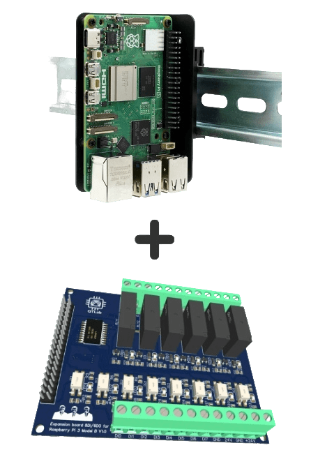 Raspberry Pi PLC training stand with custom digital input-output module